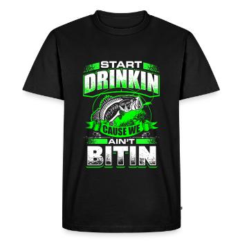 Start Drinkin - Fishing - EN - T-shirt Premium bio Homme - noir - Devant - Nico (187cm)