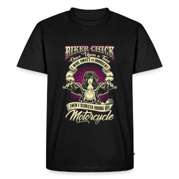 Biker Chick - Once Upon A Time - EN - Men's Premium Organic T-Shirt - black - Front - Nico (187cm)