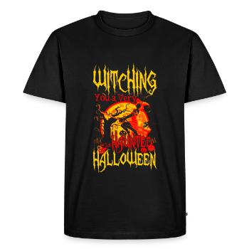 Witching you a hunted Halloween - Men's Premium Organic T-Shirt - black - Front - Nico (187cm)
