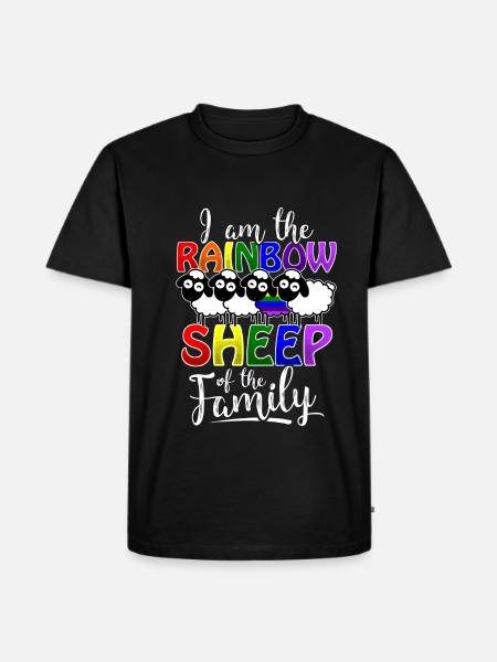 Rainbow Sheep - Gay Pride - Men's Premium Organic T-Shirt - black