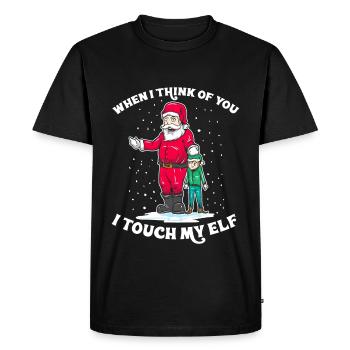 Santa I touch my Elf Christmas humor gift - Men's Premium Organic T-Shirt - black - Front - Nico (187cm)