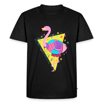 80s Style Flamingo - T-shirt Premium bio Homme - noir - Devant - Nico (187cm)