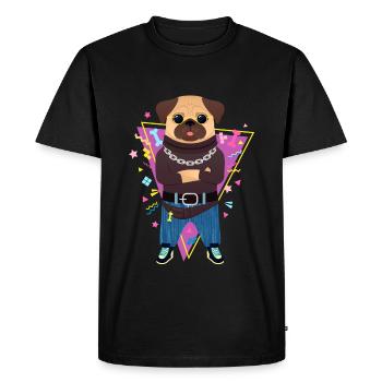 90s Style Hip Hop Pug - T-shirt Premium bio Homme - noir - Devant - Nico (187cm)