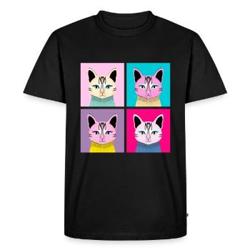 Pop Art Cat - Meow - T-shirt Premium bio Homme - noir - Devant - Nico (187cm)