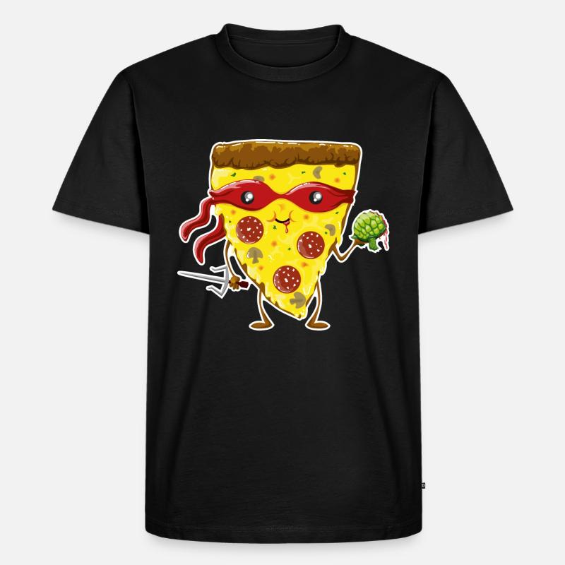 Ninja Pizza eats turtle - T-shirt Premium bio Homme - noir