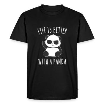 Life Is Better Withe a Panda Bamboo Bear Panda Bear - Men's Premium Organic T-Shirt - black - Front - Nico (187cm)
