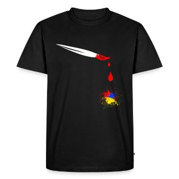 Pinceau avec des taches de peinture blanc - T-shirt Premium bio Homme - noir - Devant - Nico (187cm)