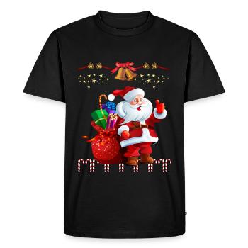 Père Noël avec des cadeaux - T-shirt Premium bio Homme - noir - Devant - Nico (187cm)