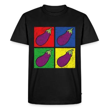Aubergine - T-shirt Premium bio Homme - noir - Devant - Nico (187cm)