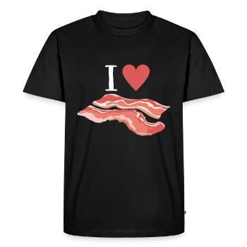 Cool I love Bacon T-Shirt - Men's Premium Organic T-Shirt - black - Front - Nico (187cm)