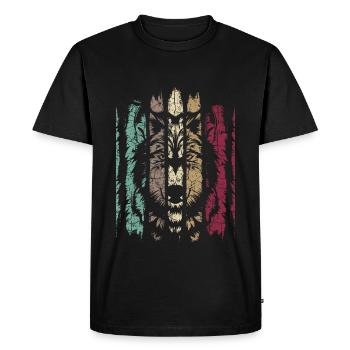 Wolf Wildlife Loups Wilderness Retro Vintage Predator - T-shirt Premium bio Homme - noir - Devant - Nico (187cm)