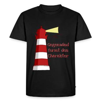 Phare Vent contraire nord-allemand Capitaine Dicton - T-shirt Premium bio Homme - noir - Devant - Nico (187cm)