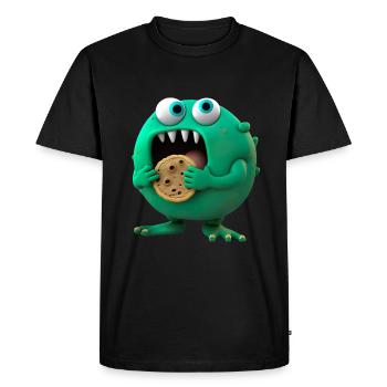cute alien cookies monster - Men's Premium Organic T-Shirt - black - Front - Nico (187cm)