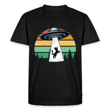 Chat OVNI Espace Vaisseau Spatial Rétro Faisceau Drôle - T-shirt Premium bio Homme - noir - Devant - Nico (187cm)