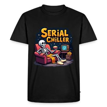 Serial Chiller – Fun Skeleton Design - Men's Premium Organic T-Shirt - black - Front - Nico (187cm)