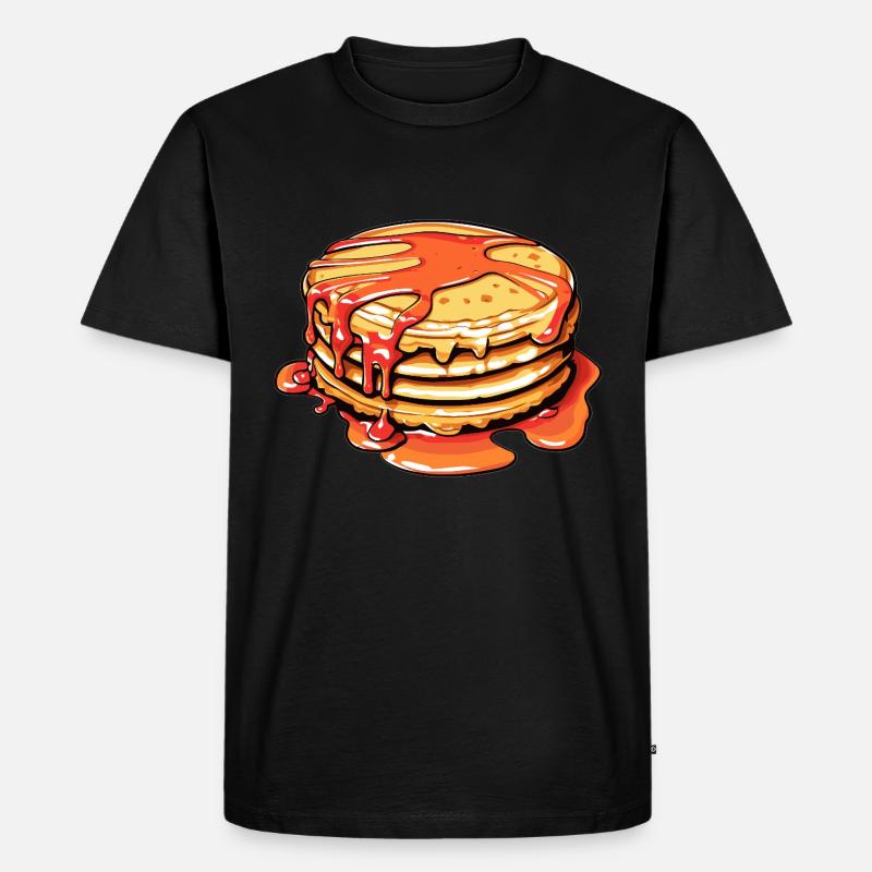 Süße Pancakes mit Sirup - Männer Premium Bio T-Shirt - Schwarz