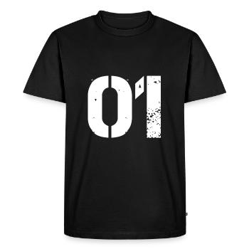 Maillot numéro 01 - T-shirt Premium bio Homme - noir - Devant - Nico (187cm)