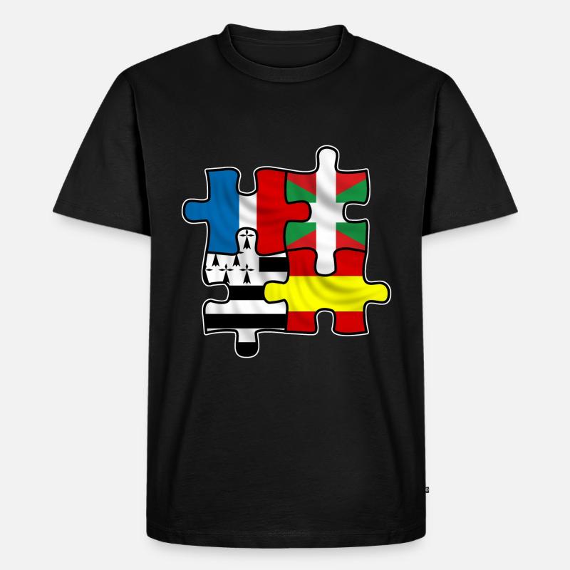Puzzle Euskadi breizh - Männer Premium Bio T-Shirt - Schwarz