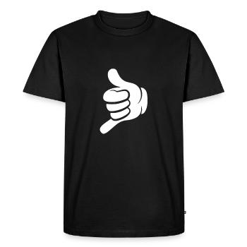 Main 🤙 Appelez-moi Tous les signaux de mains libres - T-shirt Premium bio Homme - noir - Devant - Nico (187cm)