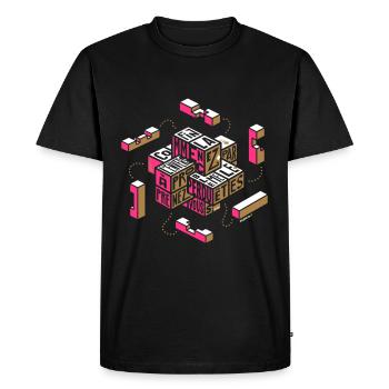 Casse-tête typographique - T-shirt Premium bio Homme - noir - Devant - Nico (187cm)