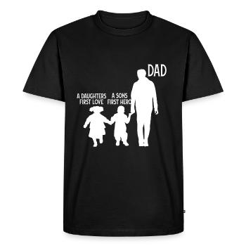 Papa fils fille père 2 enfants - T-shirt Premium bio Homme - noir - Devant - Nico (187cm)