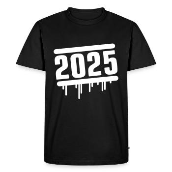 Année 2025 - T-shirt Premium bio Homme - noir - Devant - Nico (187cm)