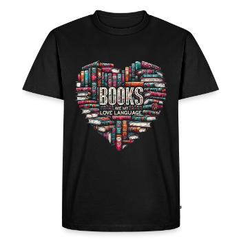 Les livres sont mon amour Langue Lecture de livres Rat de bibliothèque - T-shirt Premium bio Homme - noir - Devant - Nico (187cm)