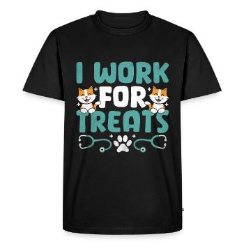 I Work For Treats Verterinarian Animal Lover - Men's Premium Organic T-Shirt - black - Front - Nico (187cm)