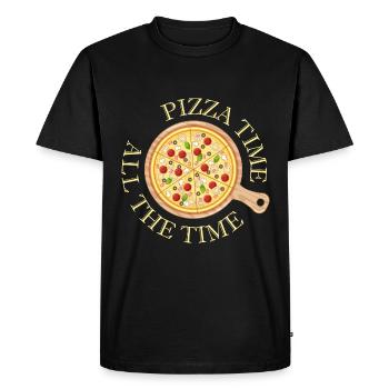 Pizza Time Tout le temps Drôle de pizza Disant - T-shirt Premium bio Homme - noir - Devant - Nico (187cm)