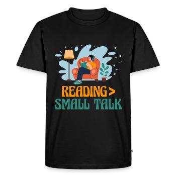 Reading Small Talk Sayings For Introverts - Men's Premium Organic T-Shirt - black - Front - Nico (187cm)