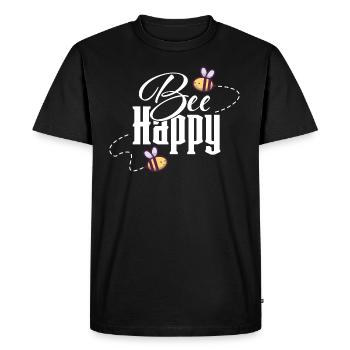 Bee Happy Happy Bees Beekeeper Honey Pun - Men's Premium Organic T-Shirt - black - Front - Nico (187cm)