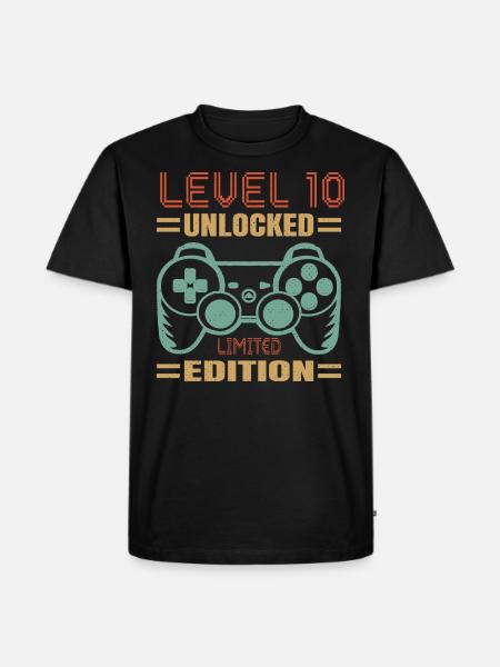 Birthday Level 10 Unlocked - Men's Premium Organic T-Shirt - black