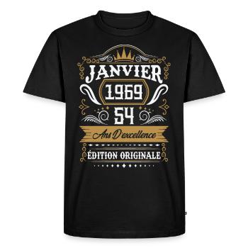 Janvier 1969 54 Ans Rétro Cadeau D'anniversaire - T-shirt Premium bio Homme - noir - Devant - Nico (187cm)