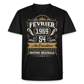 Février 1969 54 Ans Rétro Cadeau D'anniversaire - T-shirt Premium bio Homme - noir - Devant - Nico (187cm)