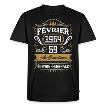 Février 1964 59 Ans Rétro Cadeau D'anniversaire - T-shirt Premium bio Homme - noir - Devant - Nico (187cm)