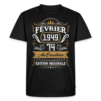 Février 1949 74 Ans Rétro Cadeau D'anniversaire - T-shirt Premium bio Homme - noir - Devant - Nico (187cm)