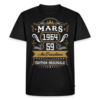 Mars 1964 59 Ans Rétro Cadeau D'anniversaire - T-shirt Premium bio Homme - noir - Devant - Nico (187cm)