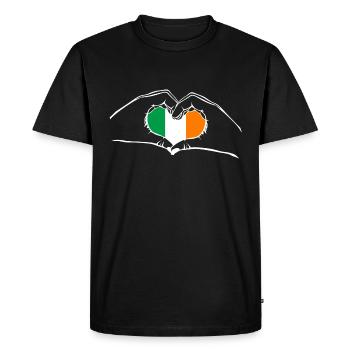 J’adore l’Irlande - coeur mains - T-shirt Premium bio Homme - noir - Devant - Nico (187cm)