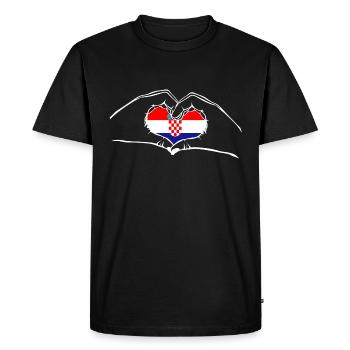 J’aime Croatie - coeur mains - T-shirt Premium bio Homme - noir - Devant - Nico (187cm)