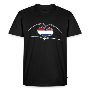 J’ai le cœur amour - Hollande - mains - T-shirt Premium bio Homme - noir - Devant - Nico (187cm)