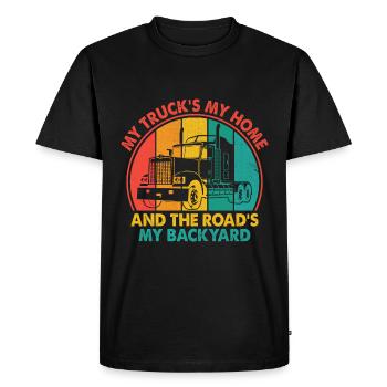 Trucker Driving Dad Trucker Father Truck Driver - Men's Premium Organic T-Shirt - black - Front - Nico (187cm)