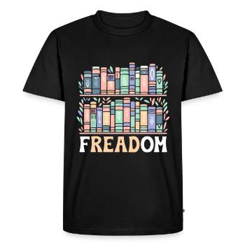 Freadom Livre Lecture Livres Rat de Bibliothèque Bibliophile - T-shirt Premium bio Homme - noir - Devant - Nico (187cm)