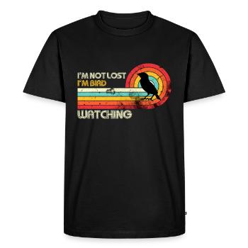 I'm not lost I'm Bird Watching - T-shirt Premium bio Homme - noir - Devant - Nico (187cm)
