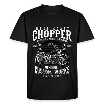 COTE OUEST CHOPPER - shirt design moto Chopper - T-shirt Premium bio Homme - noir - Devant - Nico (187cm)