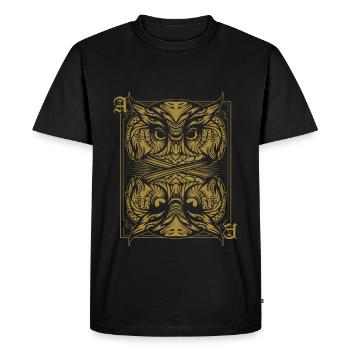 Cool owls playing card - Men's Premium Organic T-Shirt - black - Front - Nico (187cm)