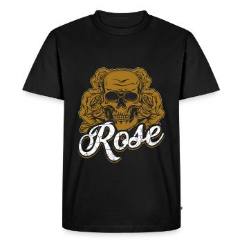 Crâne, roses, crâne, fleurs, crâne - T-shirt Premium bio Homme - noir - Devant - Nico (187cm)