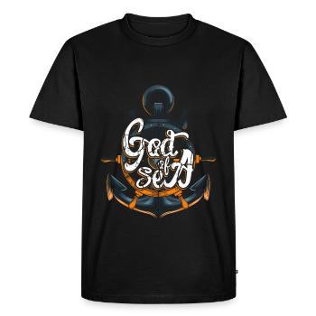 God Of Sea - Men's Premium Organic T-Shirt - black - Front - Nico (187cm)