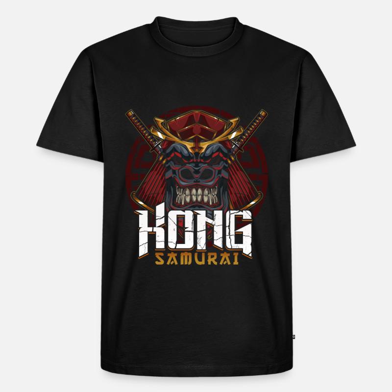 Gorilla Samurai Maske - Männer Premium Bio T-Shirt - Schwarz