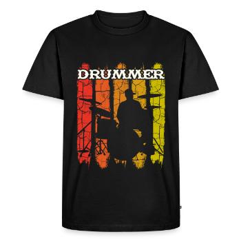 Vintage retro drummer musician - Men's Premium Organic T-Shirt - black - Front - Nico (187cm)