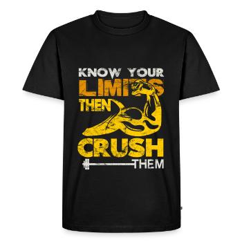 Know your Limits Muscle Building Motivation - Men's Premium Organic T-Shirt - black - Front - Nico (187cm)